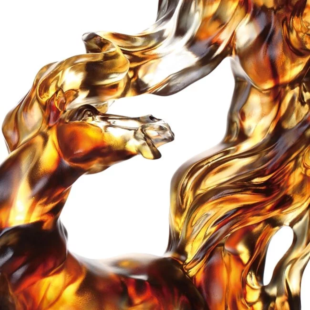 LIULI Crystal Horse Figurine, Prosperous Honor (Authority and Respect)