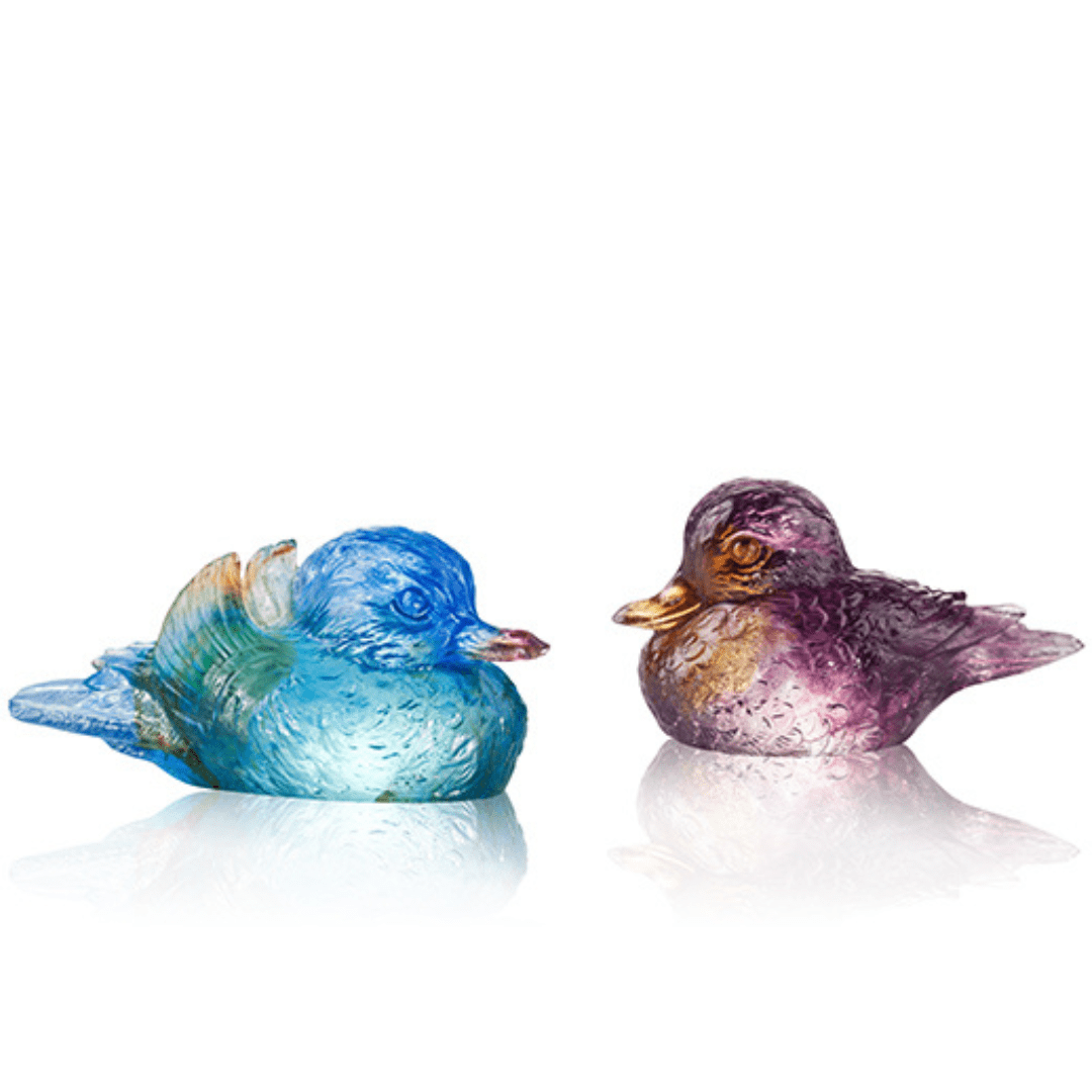 Crystal Bird, Mandarin Ducks Figurine, Soulmates
