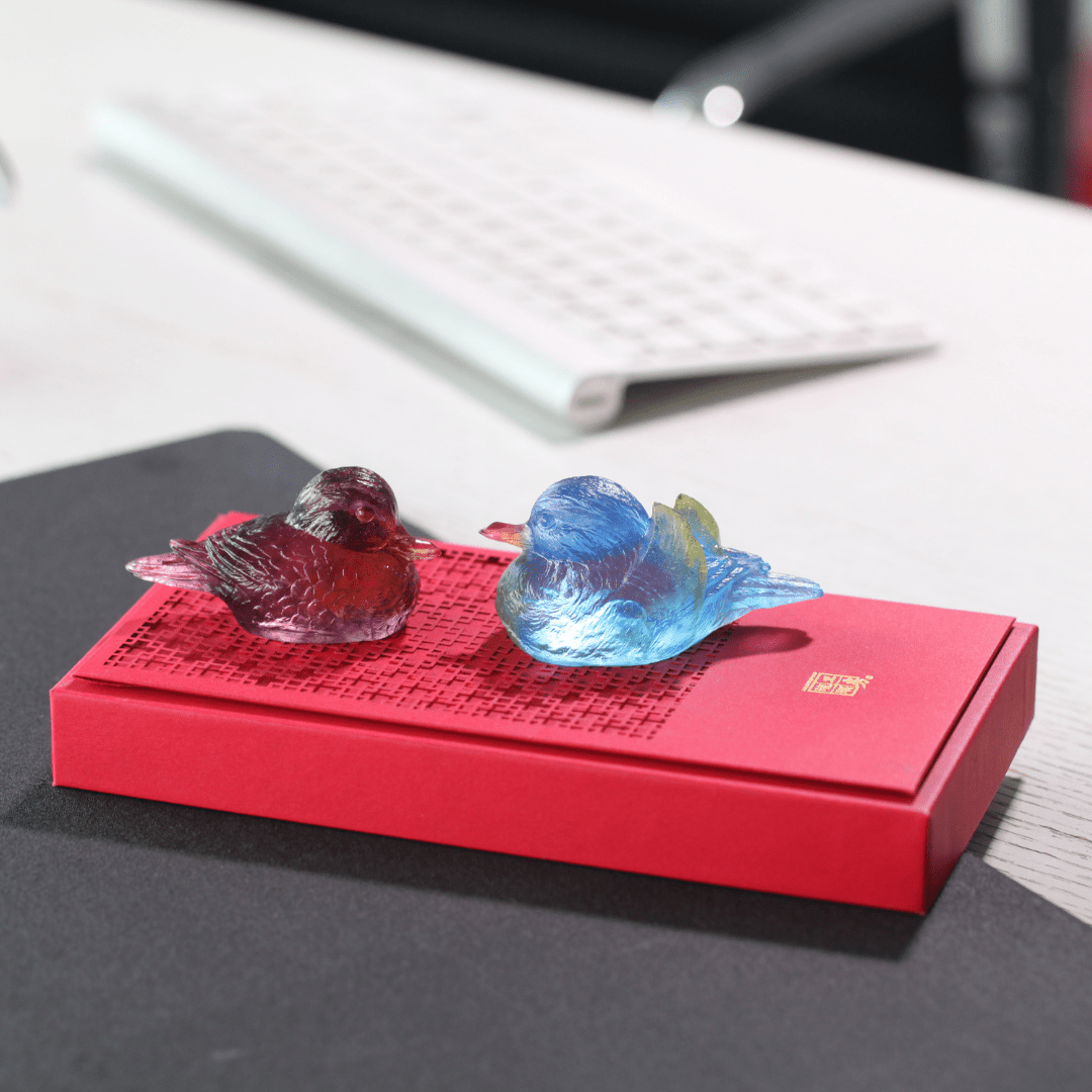 Crystal Bird, Mandarin Ducks Figurine, Soulmates