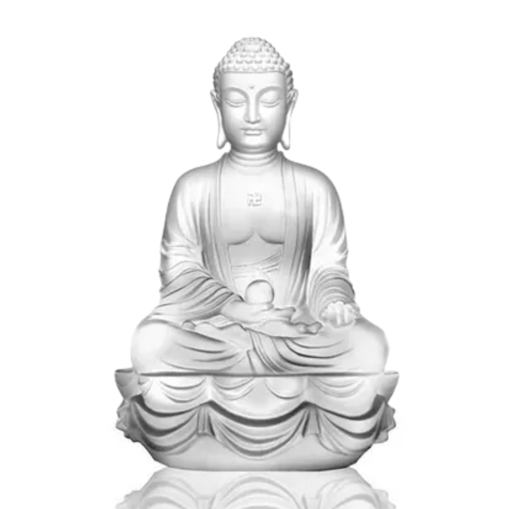 Crystal Buddha, Amitabha, Shakyamuni, Medicine, Present Mindfulness - Set of 3 (Powder white)