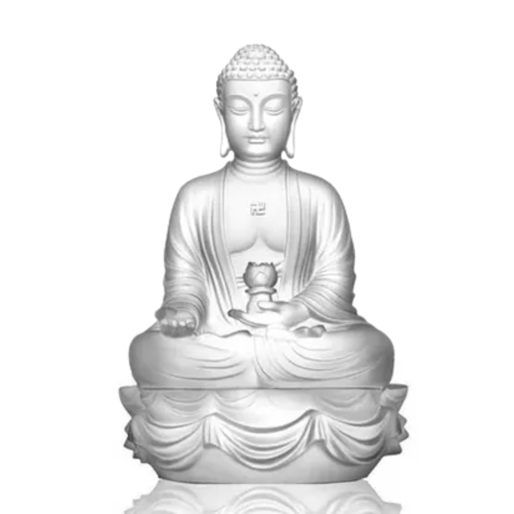 Crystal Buddha, Amitabha, Shakyamuni, Medicine, Present Mindfulness - Set of 3 (Powder white)