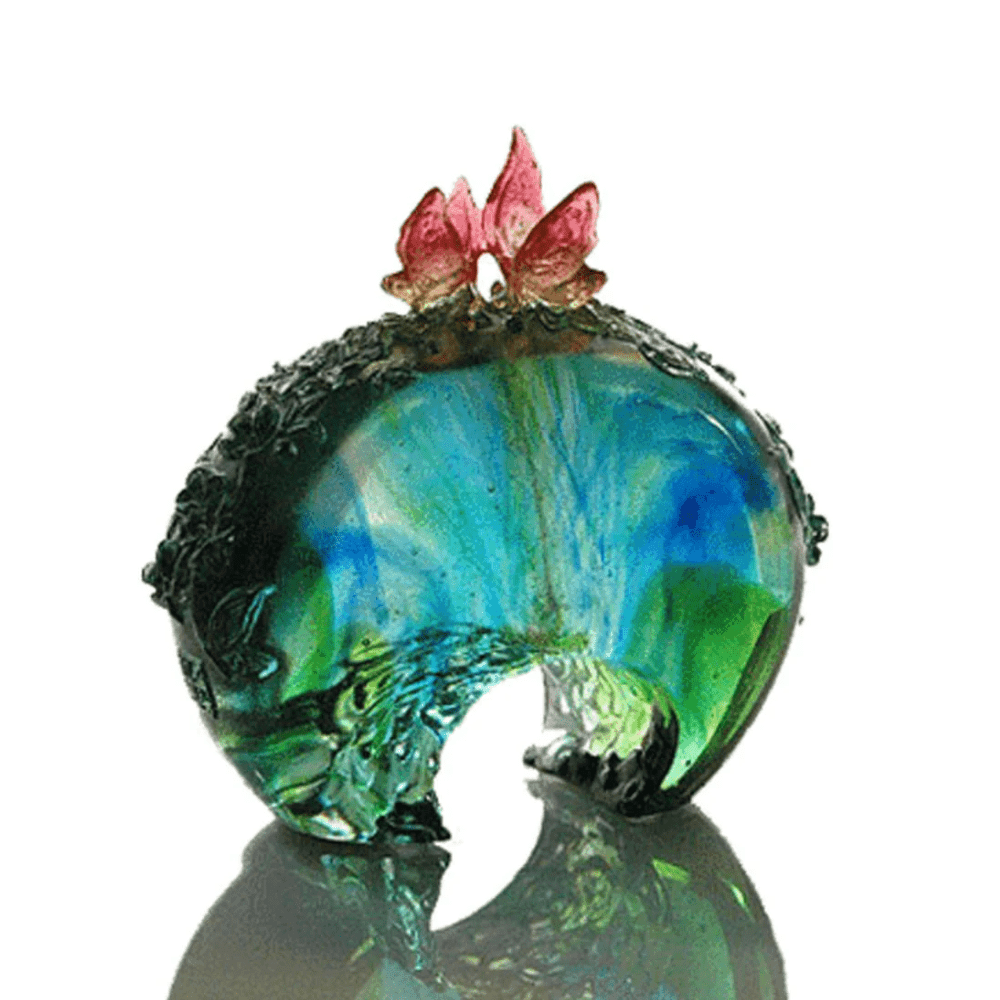 Crystal Butterfly Figurine, Flower Tango In The Top Sky