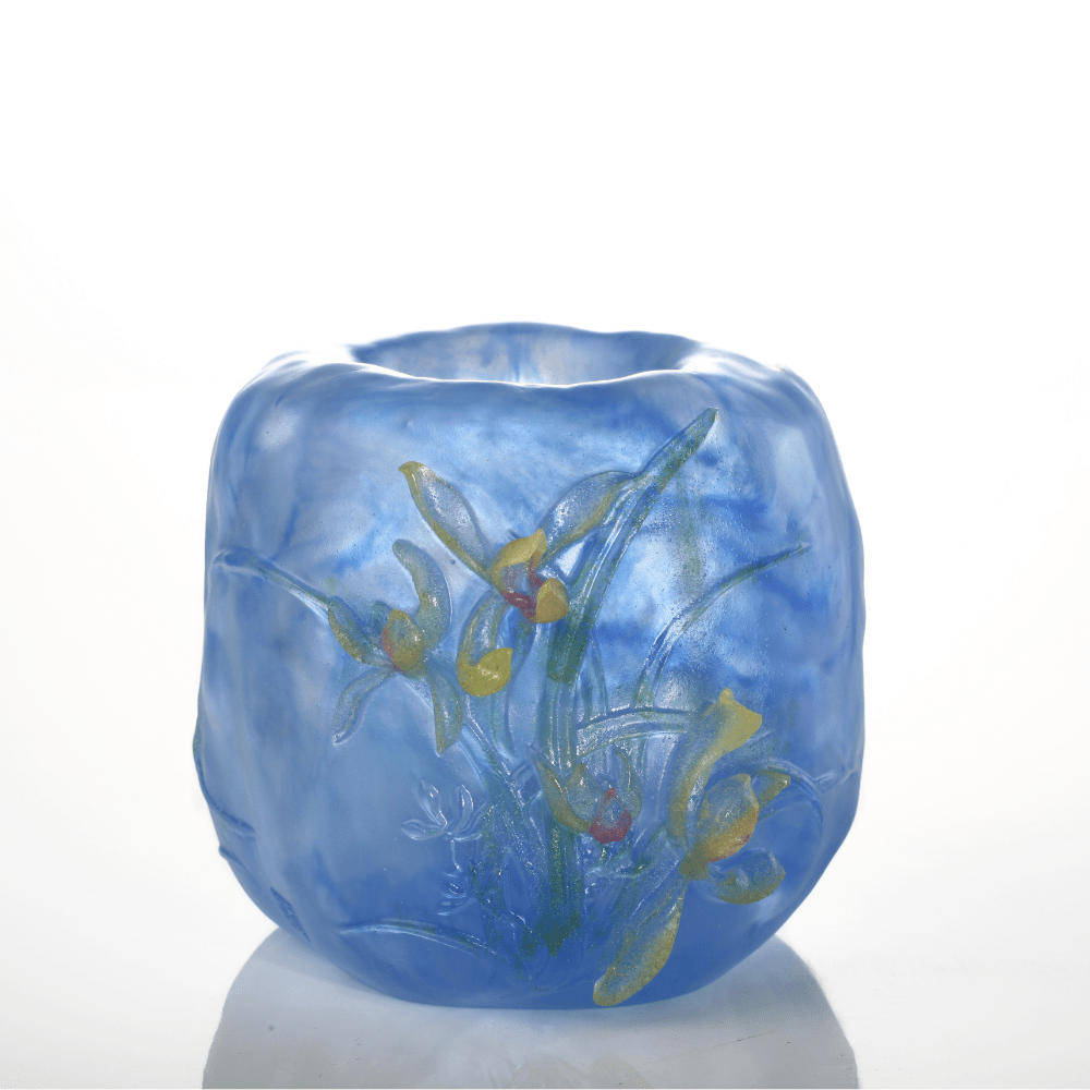 Crystal Floral Vase, Orchid, Limpid Showers, Blossoming Orchid