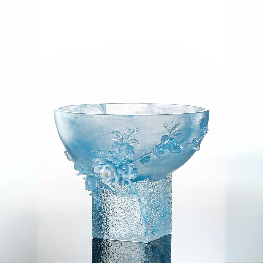 Crystal Floral Vase, Peach Blossom, Embodiment of Beauty - Lush Peach Blossom