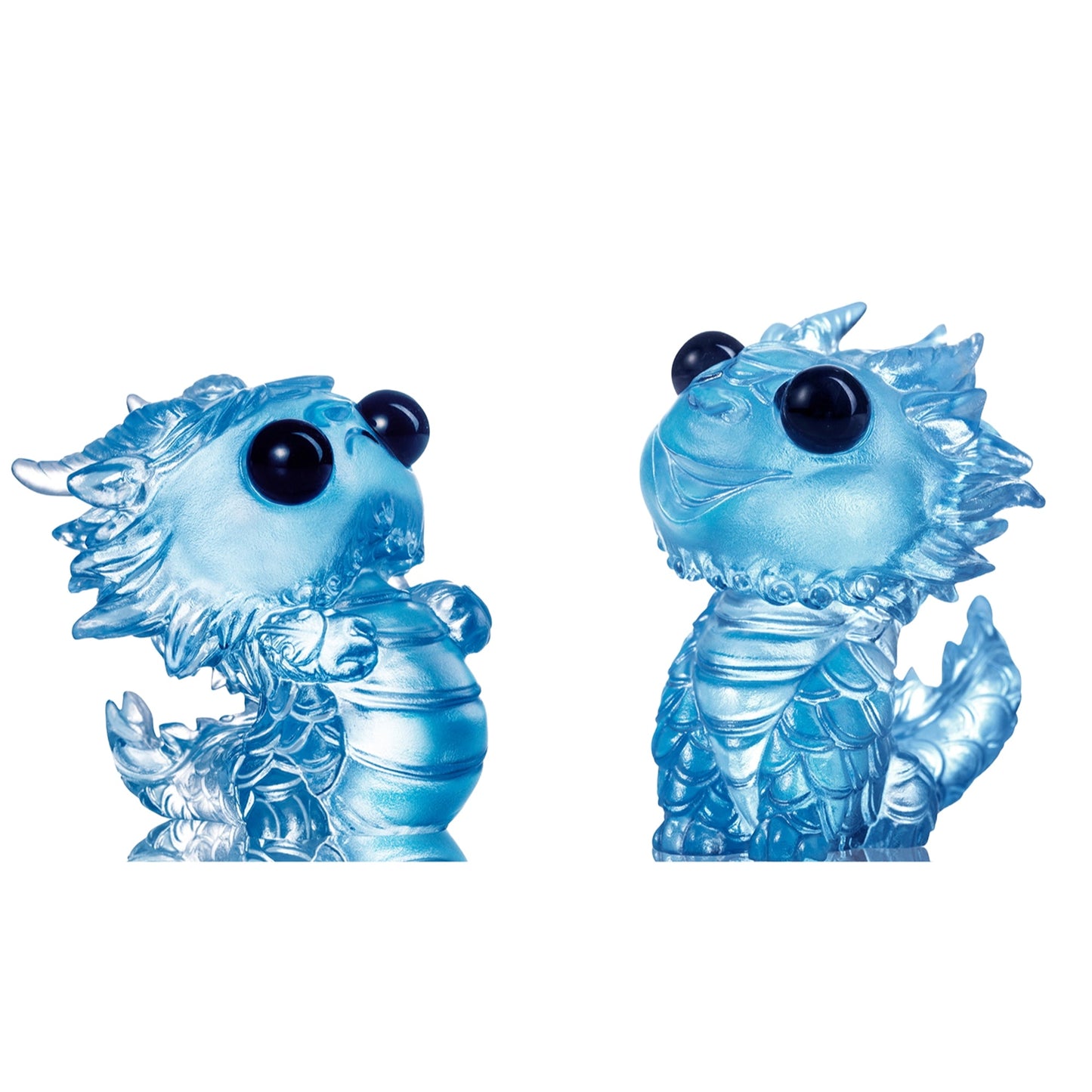 LIULI Chinese Year of the Dragon Crystal Sculpture, One and the Same- Mythic Dragons