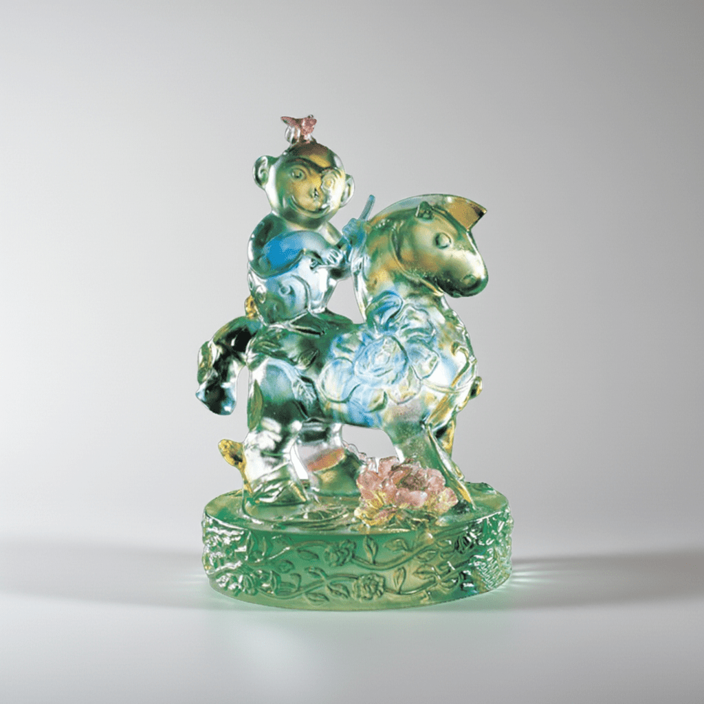 LIULI Crystal Animal, Monkey Figure, Heaven Sent