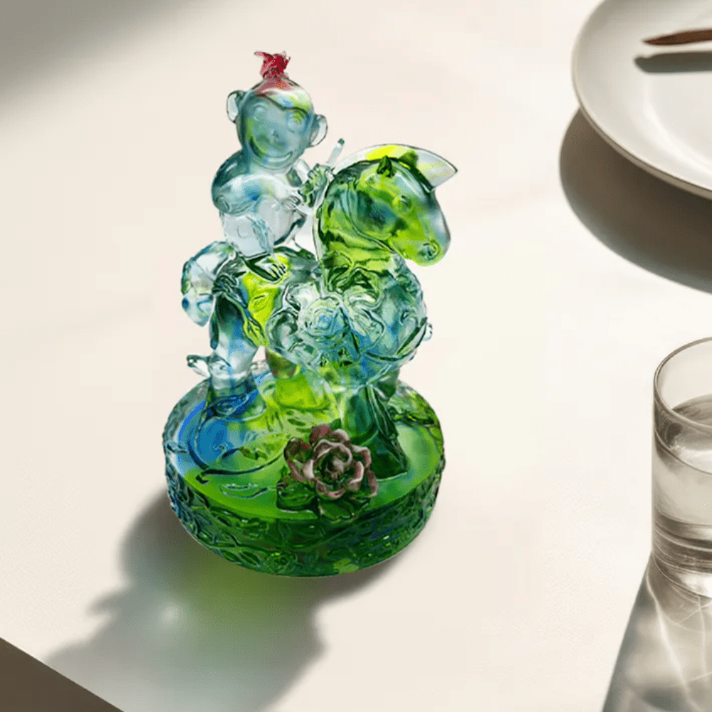 LIULI Crystal Animal, Monkey Figure, Heaven Sent