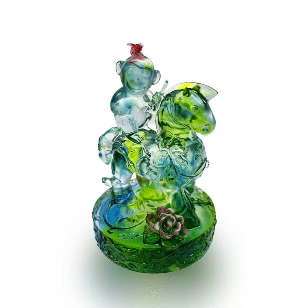 LIULI Crystal Animal, Monkey Figure, Heaven Sent