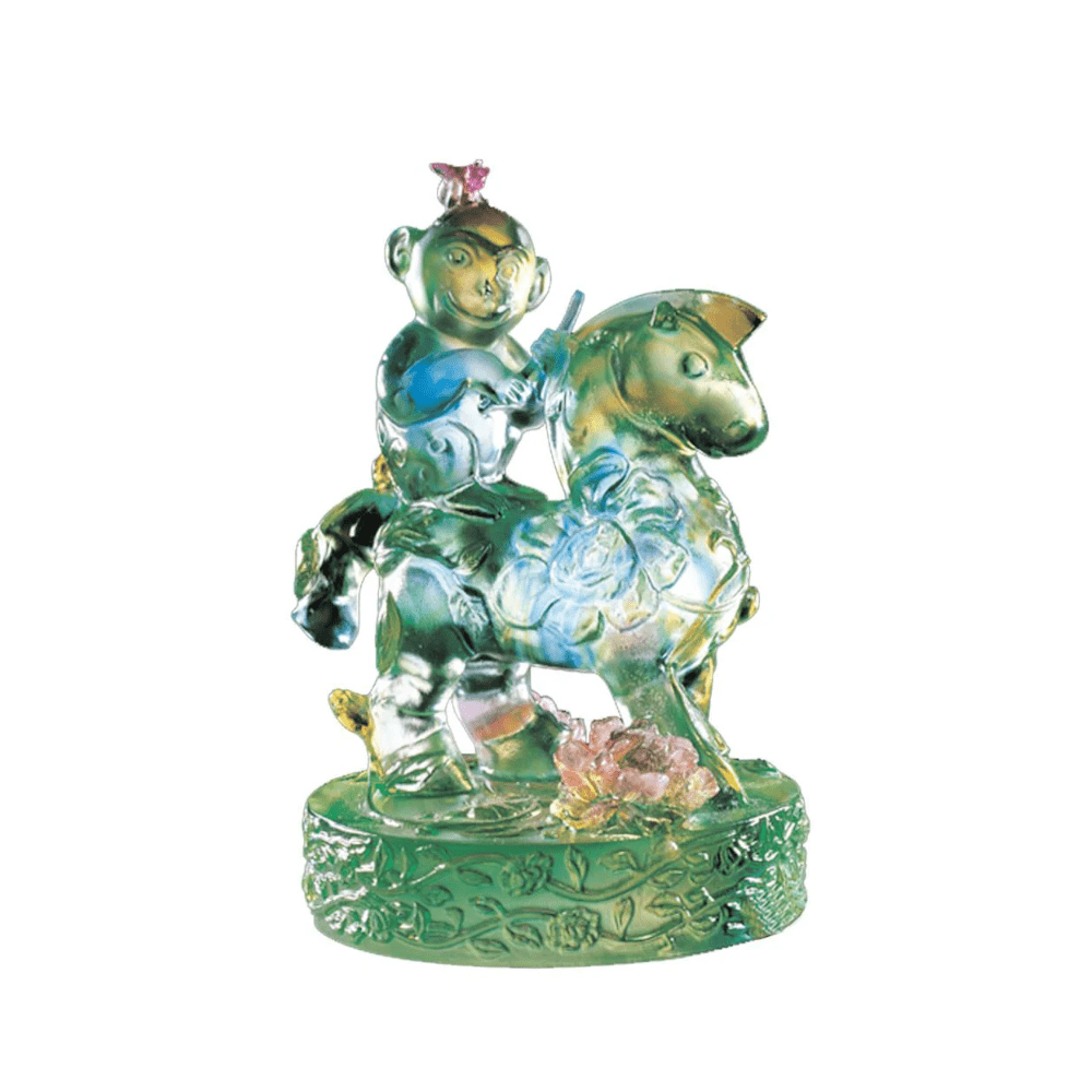 LIULI Crystal Animal, Monkey Figure, Heaven Sent