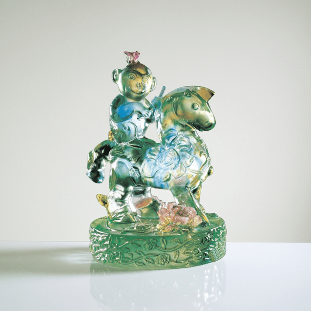 LIULI Crystal Animal, Monkey Figure, Heaven Sent