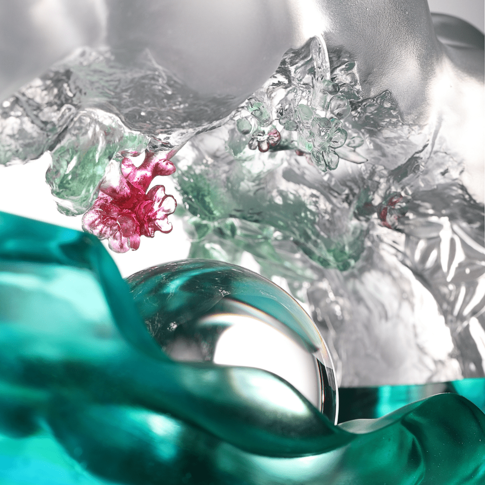 LIULI Crystal, Cloud, Flower and Mountain Sculpture, Landscape | Harmony Amongst all Things