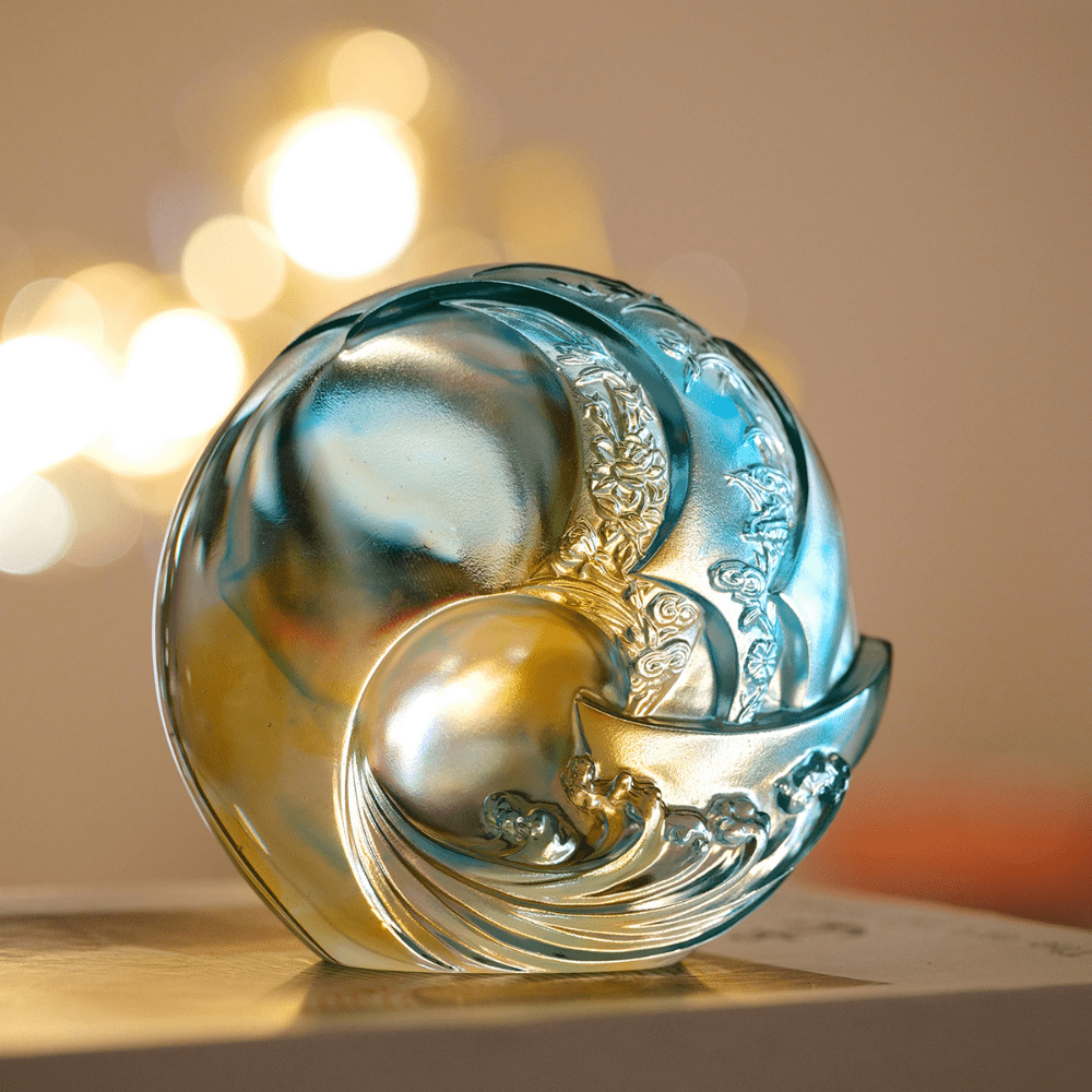 LIULI Crystal, Sailing boat, Ocean Wave and the Sun, Tai Chi Series | Smooth Sailing