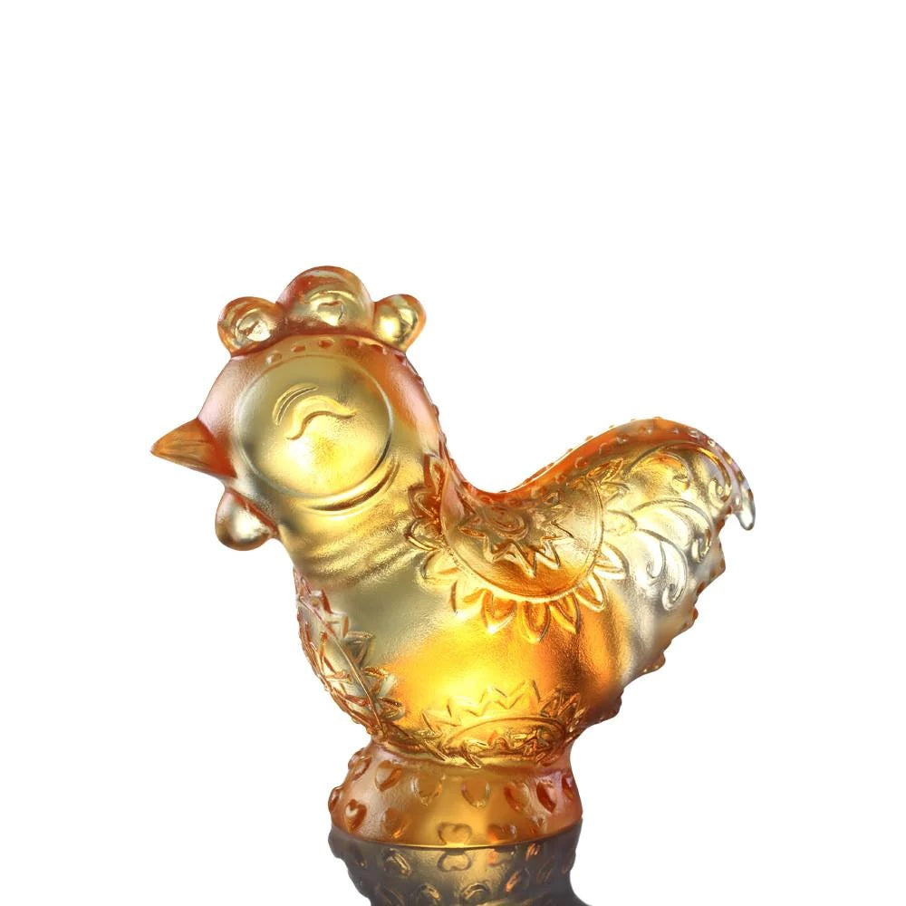 Rooster Figurine (Happiness is the King) - "Sunlit From Within"