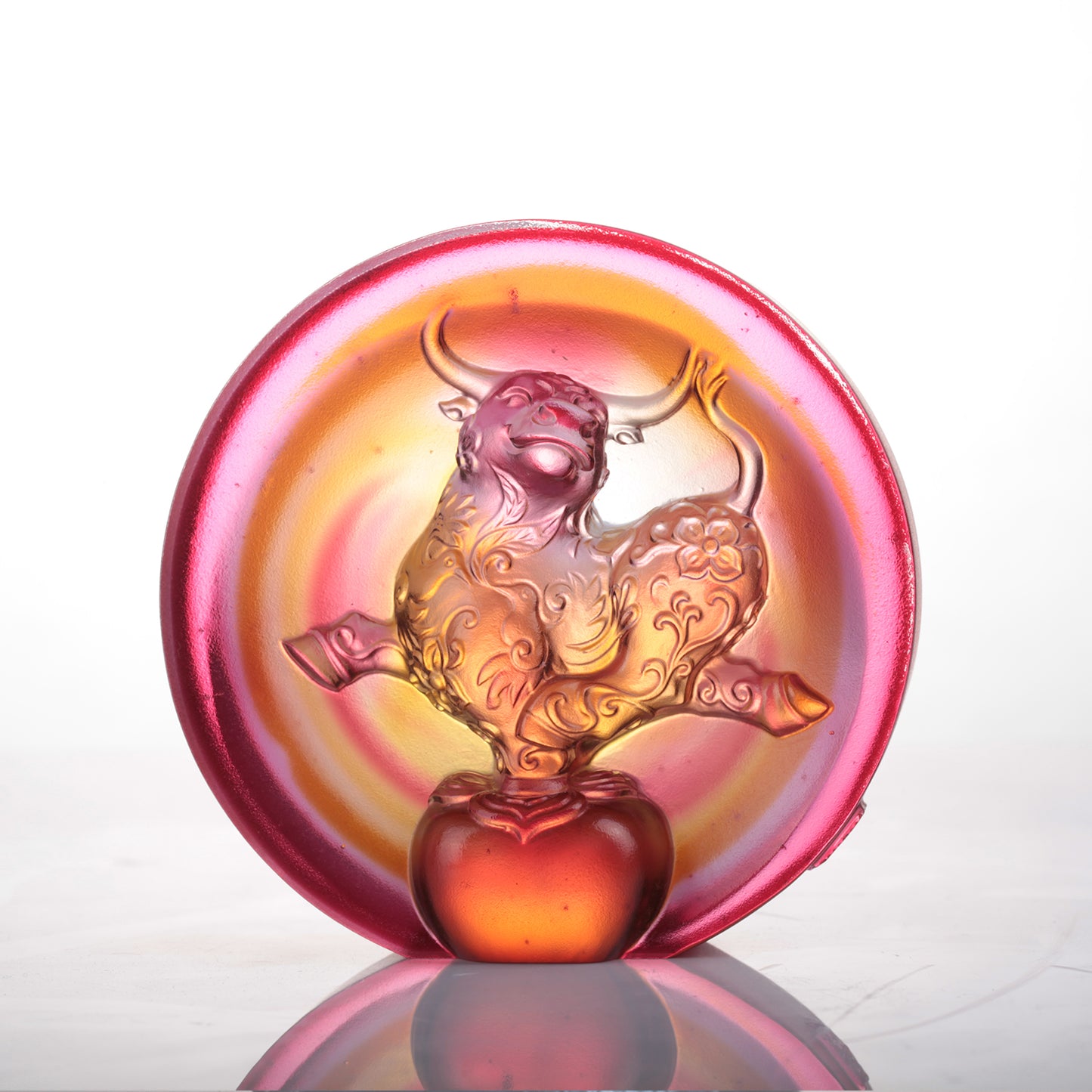 LIULI Year of the Ox Meaning Crystal Paperweight The Joyful Spirit of the Ox - LIULI Crystal Art