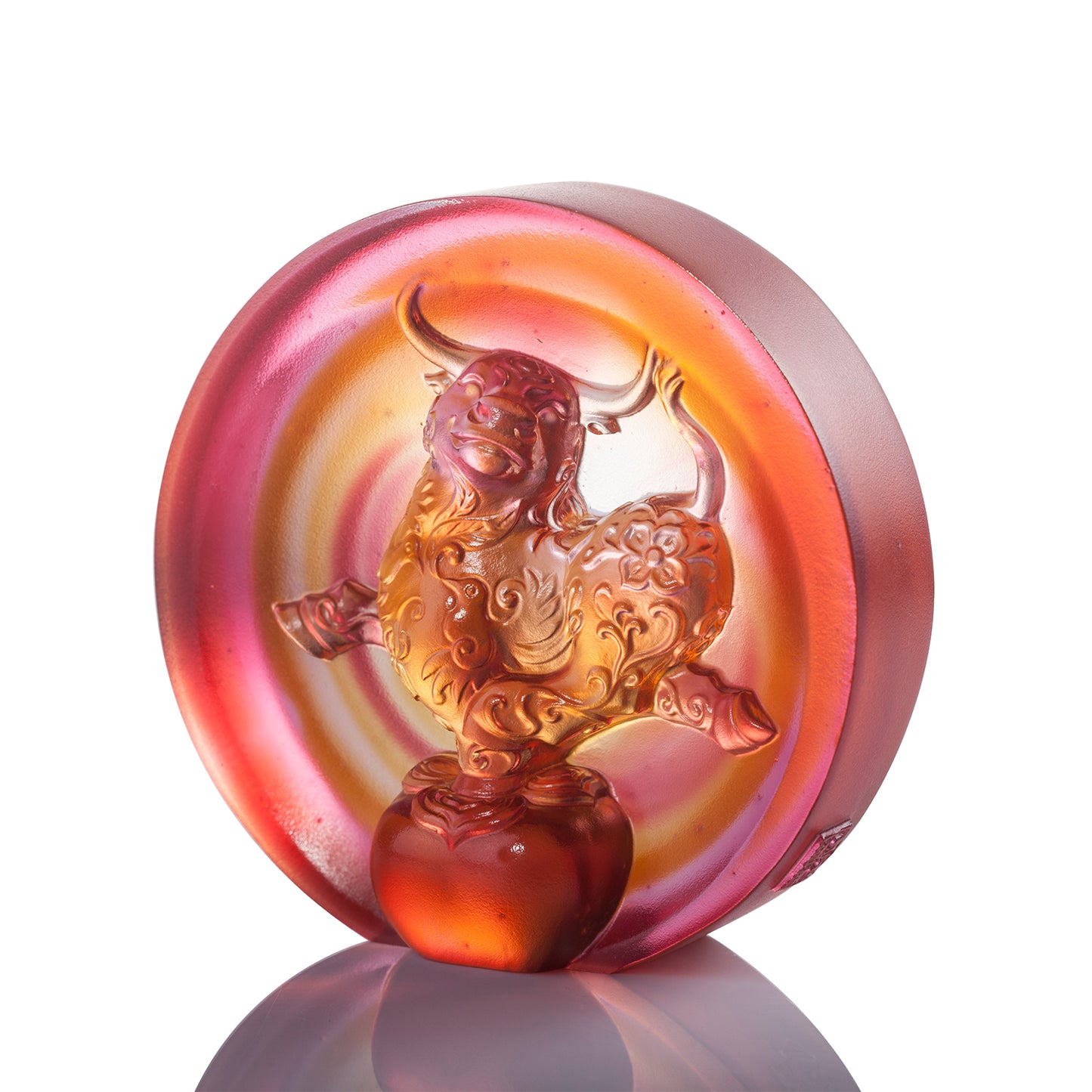 LIULI Year of the Ox Meaning Crystal Paperweight The Joyful Spirit of the Ox - LIULI Crystal Art