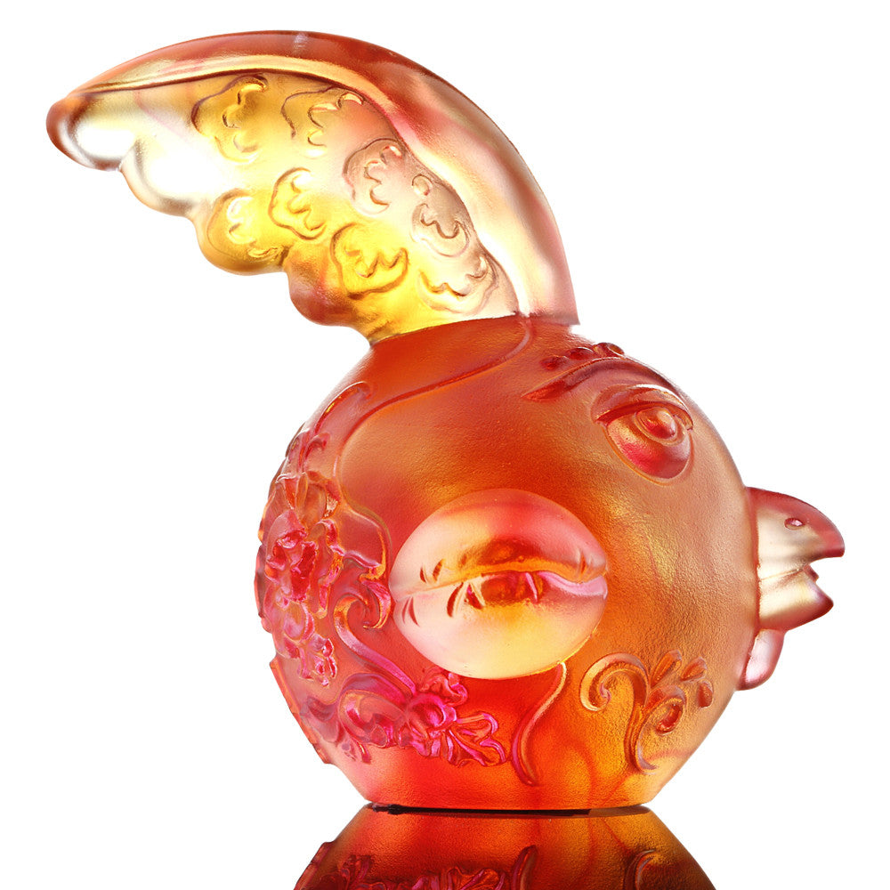 Crystal Zodiac, Animal, Year of the Rooster, The First Call - LIULI Crystal Art