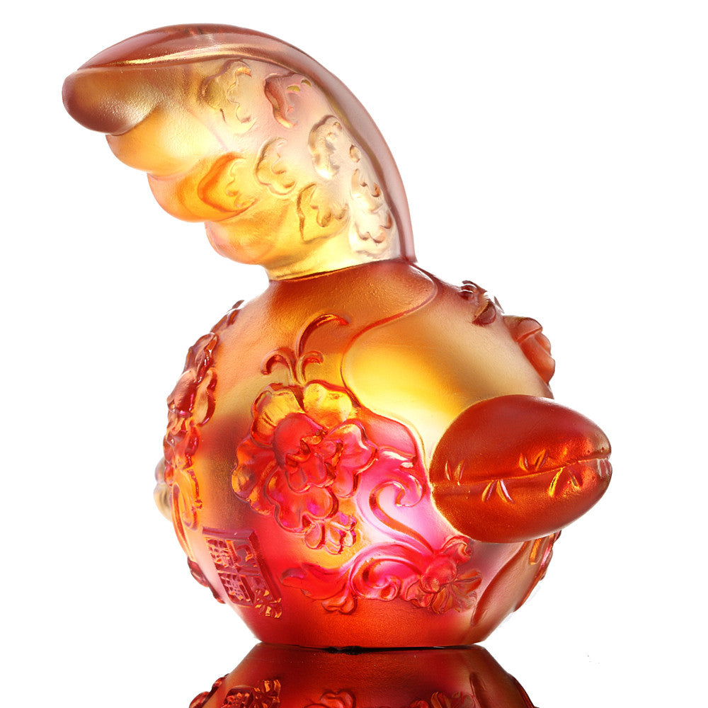 Crystal Zodiac, Animal, Year of the Rooster, The First Call - LIULI Crystal Art