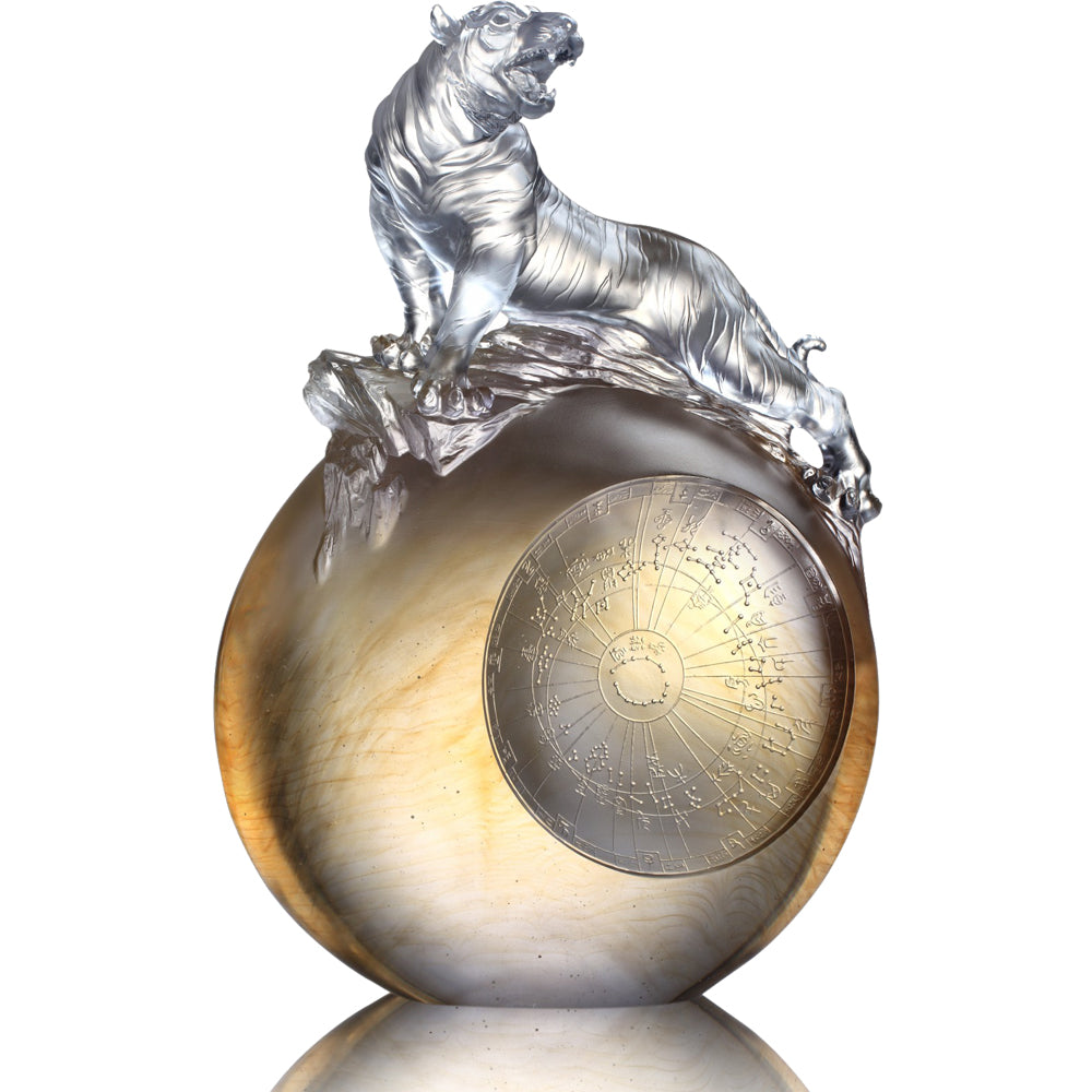 Crystal Animal, Tiger, Guardian, White Tiger of the West-Roar of the Tiger - LIULI Crystal Art