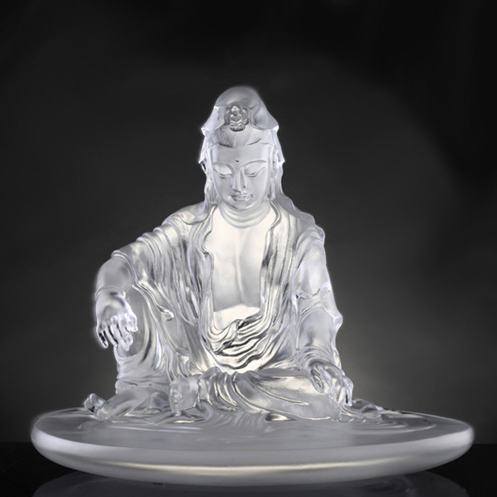 Crystal Buddha, Guanyin, Encompassed by Water and Moon - LIULI Crystal Art