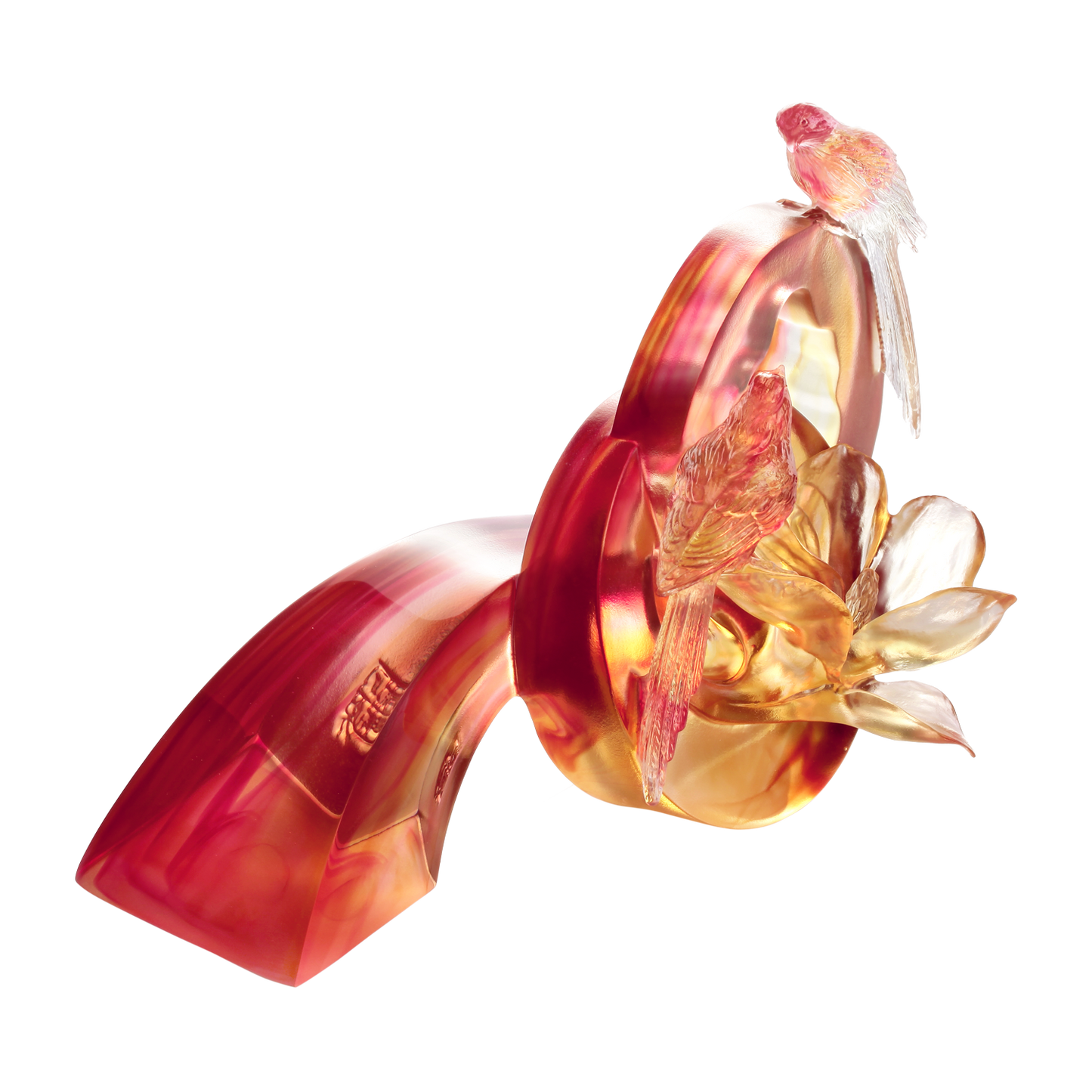 Crystal Animal & Flower, Magpie & Magnolia, Ruyi Blooms - LIULI Crystal Art