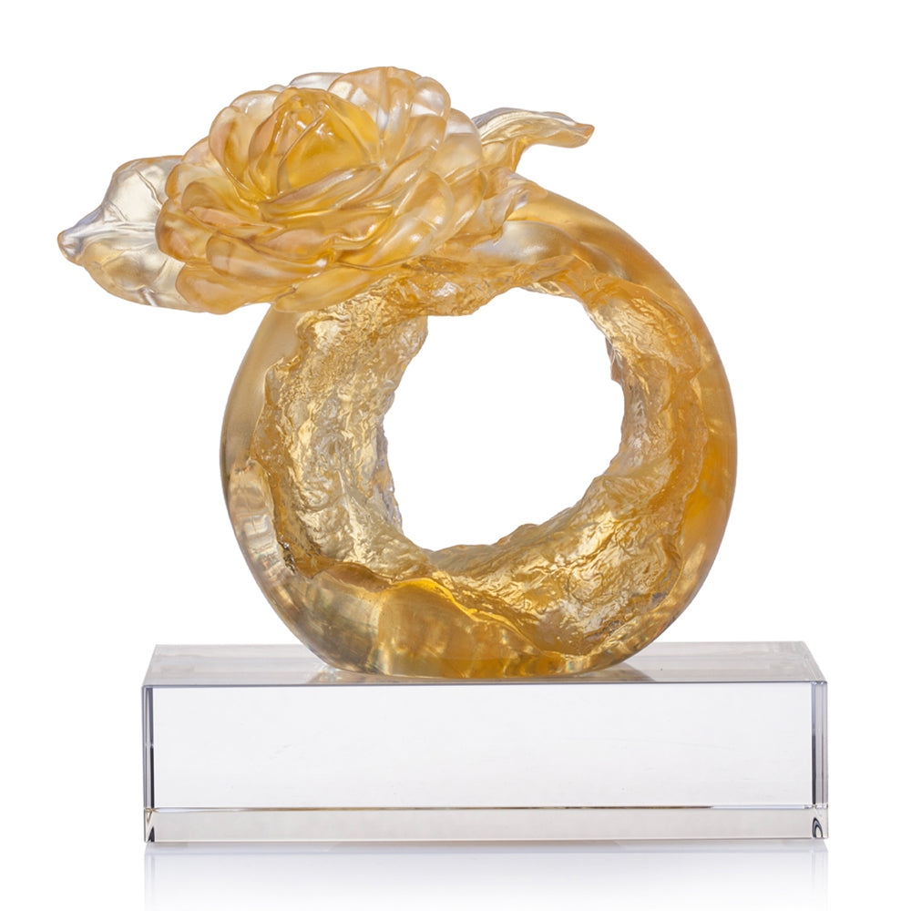 Crystal Flower, Camellia, Singular Elegance (Special Edition, Come with Display Base) - LIULI Crystal Art