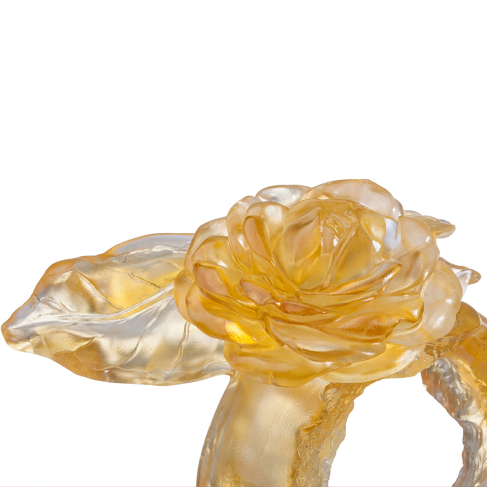 Crystal Flower, Camellia, Singular Elegance (Special Edition, Come with Display Base) - LIULI Crystal Art