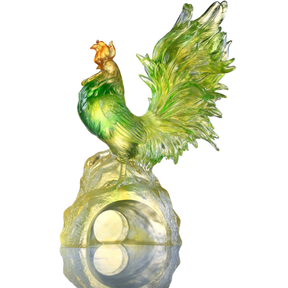 Dance of the Spring Wind (Confident) - Rooster Figurine - LIULI Crystal Art