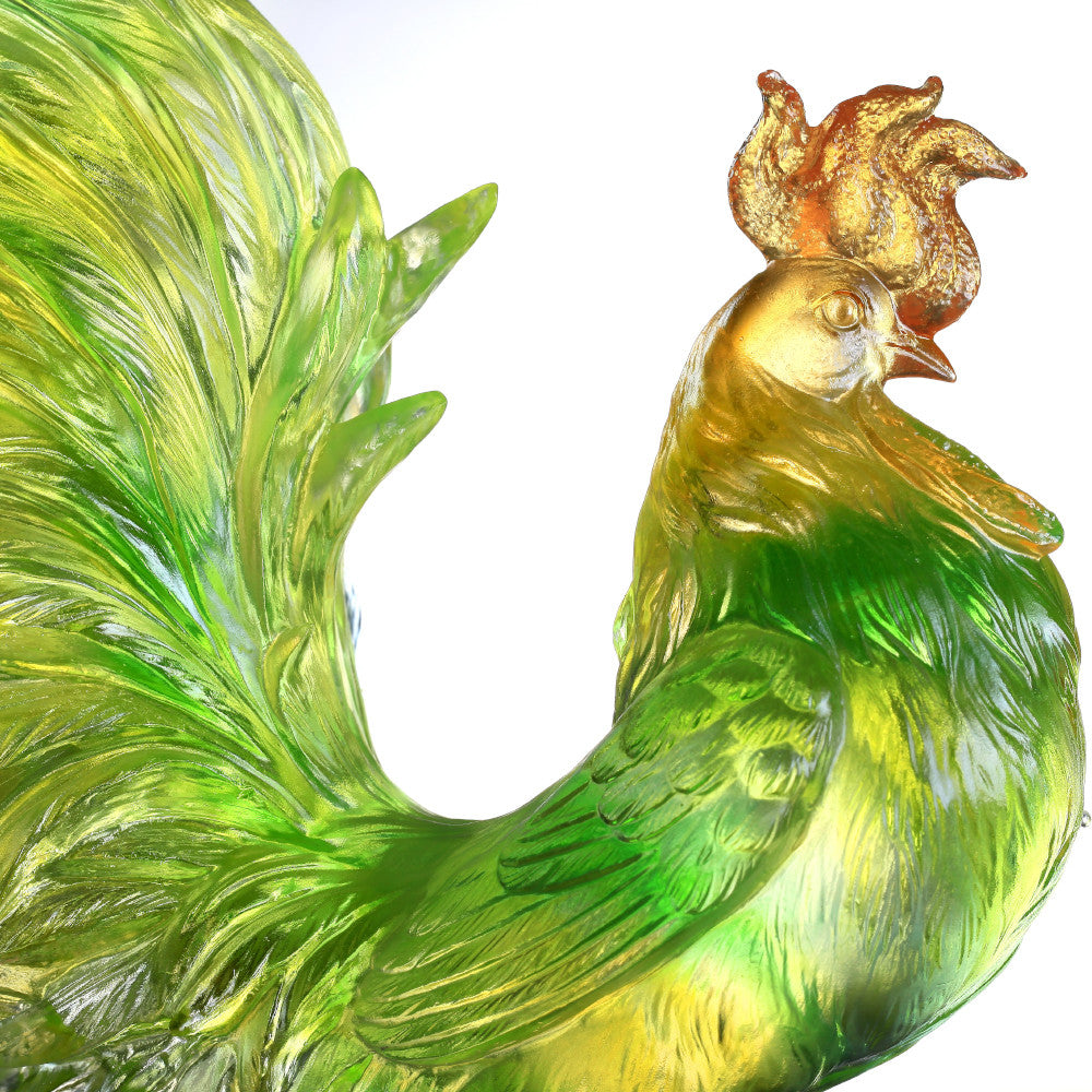 Dance of the Spring Wind (Confident) - Rooster Figurine - LIULI Crystal Art