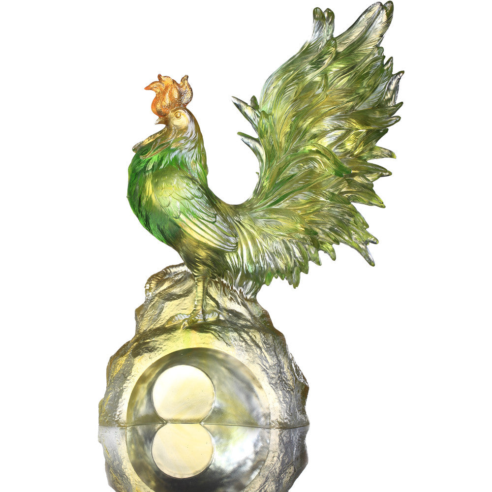 Dance of the Spring Wind (Confident) - Rooster Figurine - LIULI Crystal Art