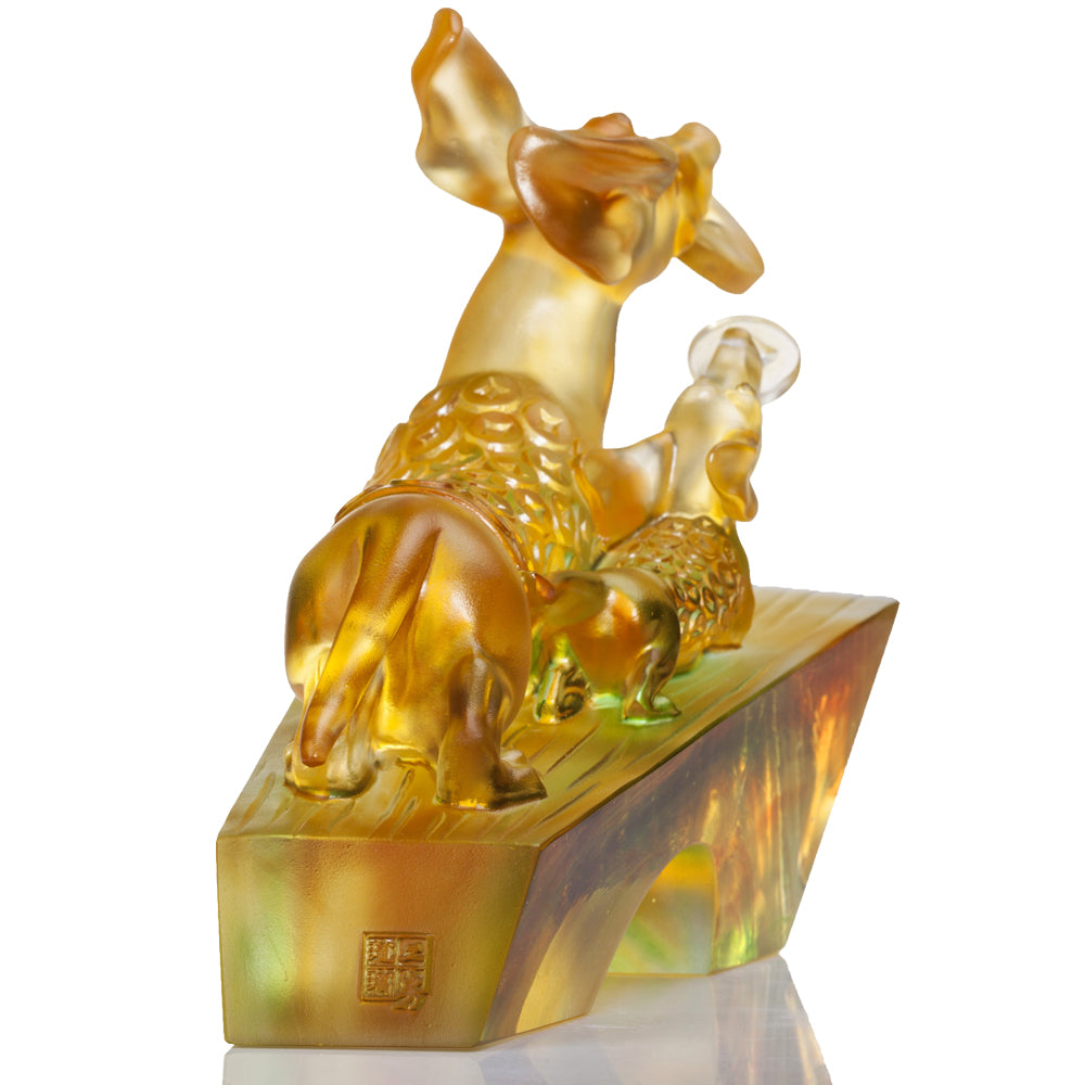 Crystal Animal, Dog, Generations of Prosperity - LIULI Crystal Art