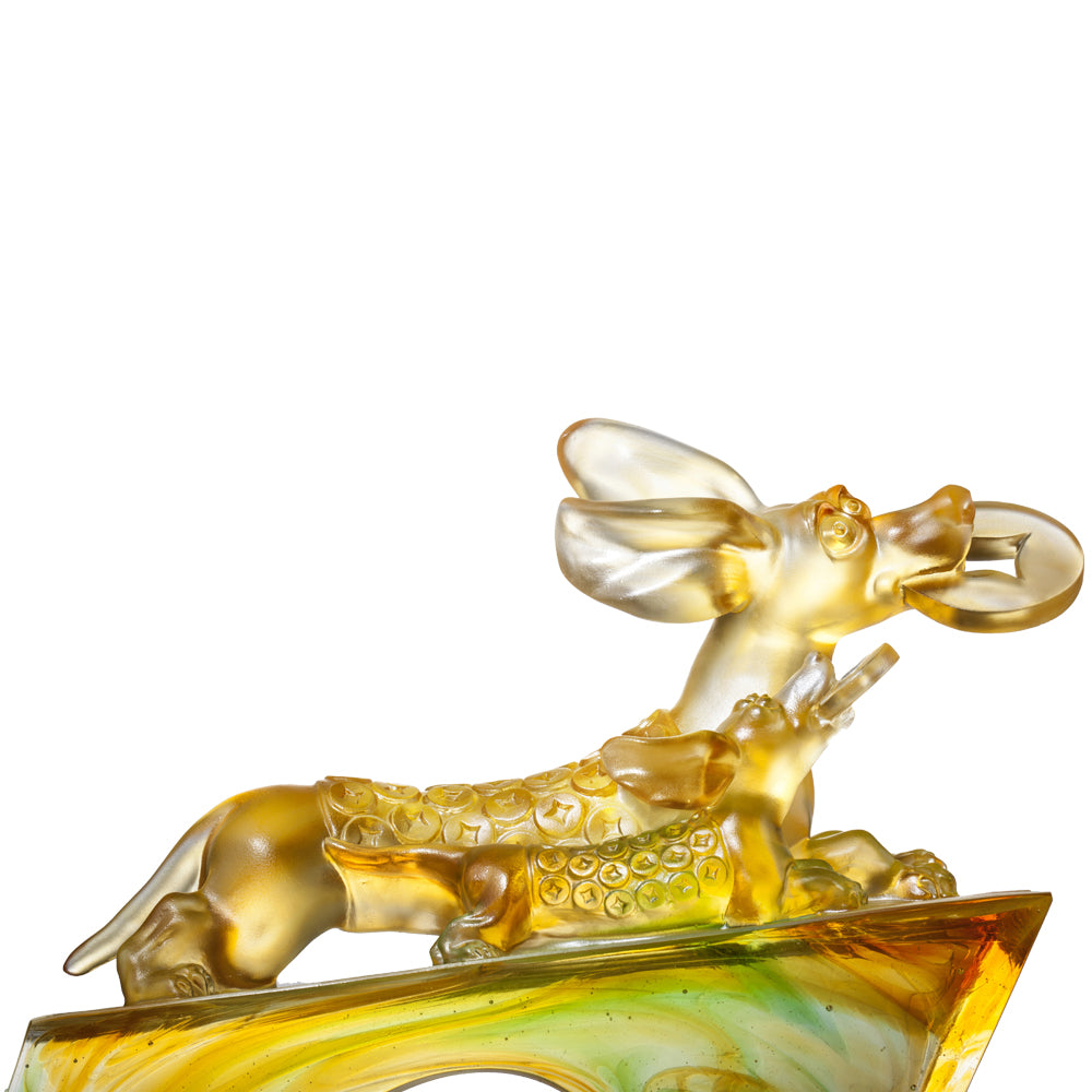 Crystal Animal, Dog, Generations of Prosperity - LIULI Crystal Art