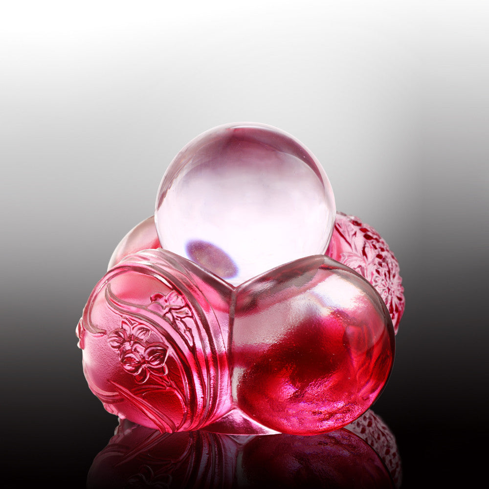 Crystal Paperweight, Feng Shui, As The Good World Turns-Ubiquitous Turning of Ruyi - LIULI Crystal Art