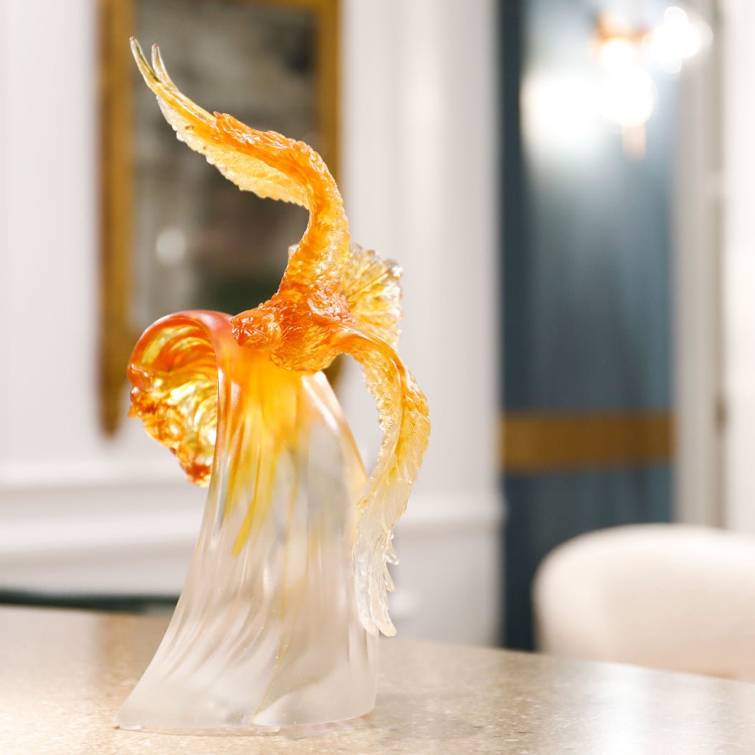 Aligned with the Light, I am Amplified, Amber Eagle Bird Figurine