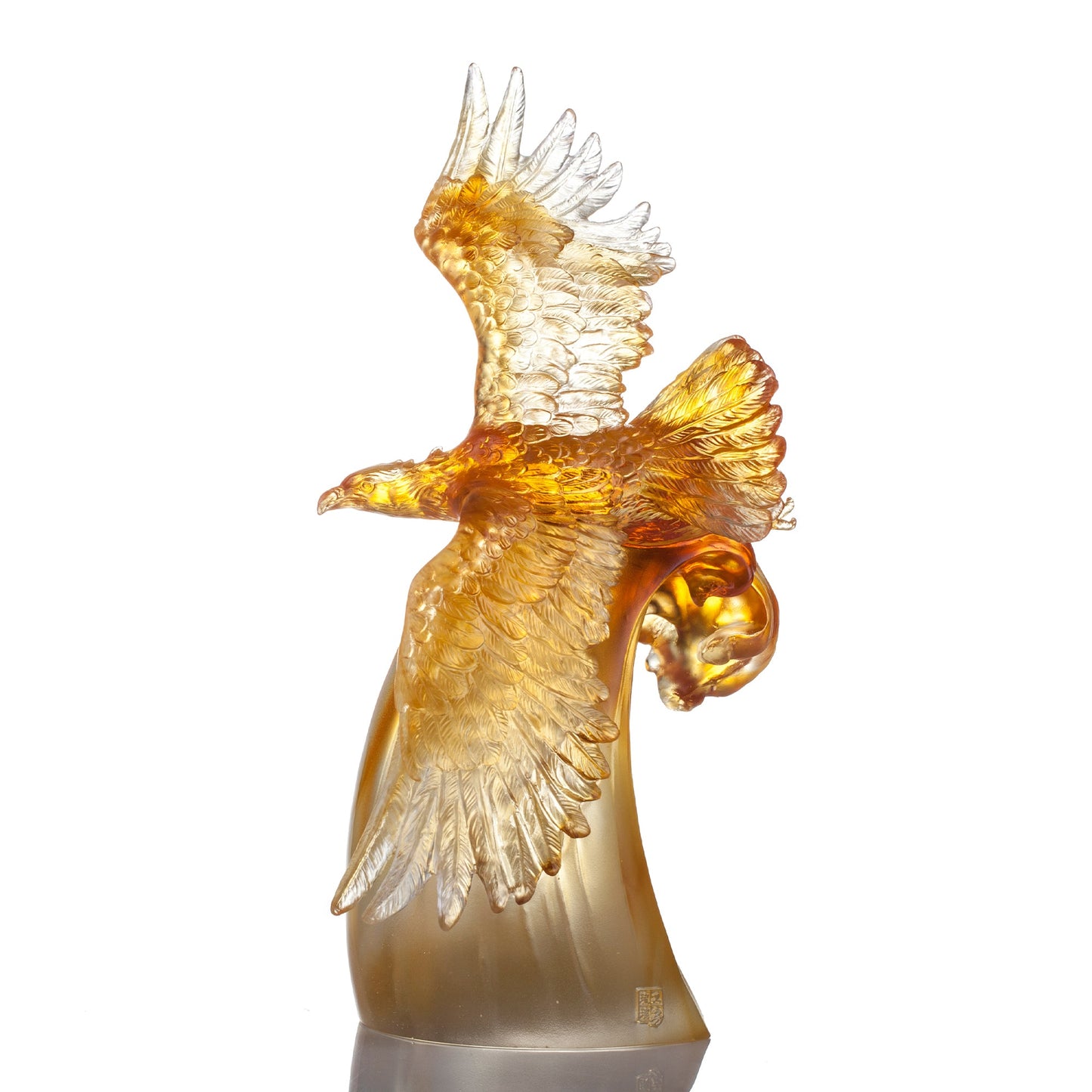 Aligned with the Light, I am Amplified, Amber Eagle Bird Figurine