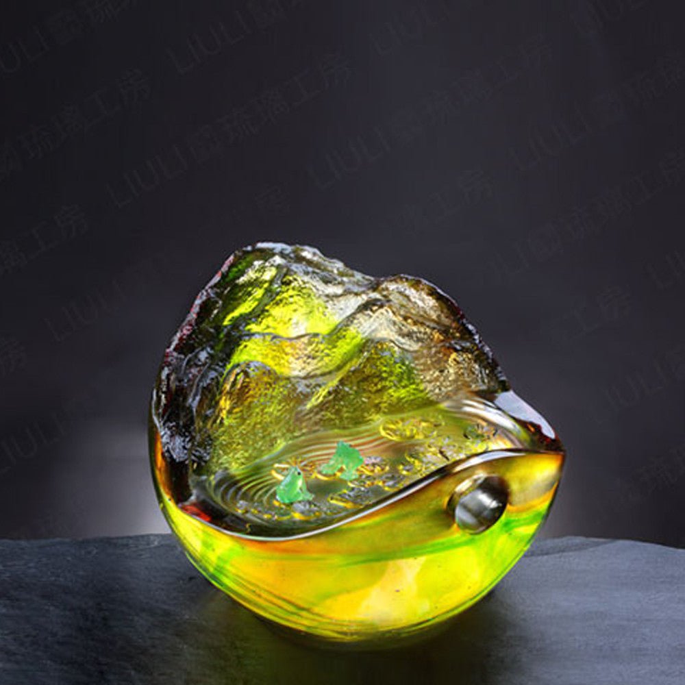 An Idyllic Song (Friendship, Peaceful) - Frogs Figurine - LIULI Crystal Art