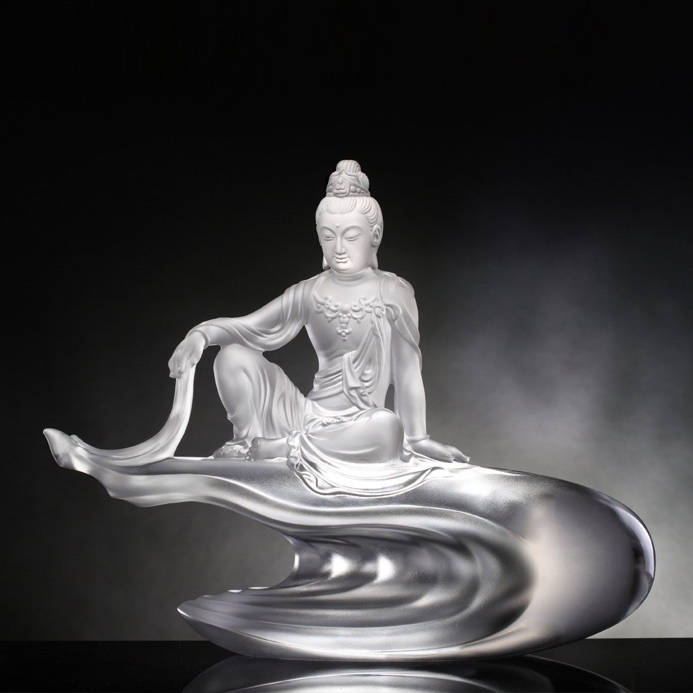 Crystal Buddha, Guanyin, Light Exists Because of Love-Heart of Guanyin - LIULI Crystal Art