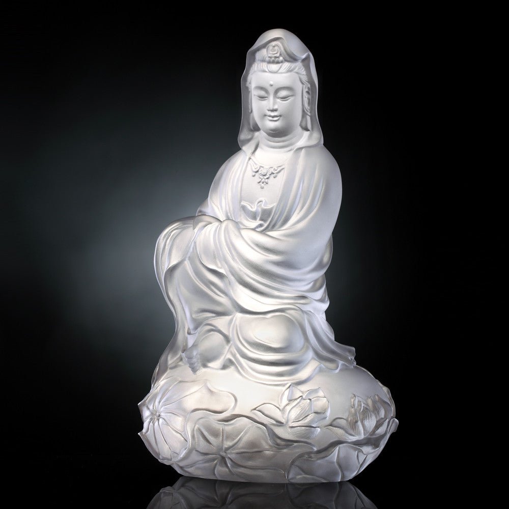 Crystal Buddha, Guanyin, Mortal Smile-Meditation in Spring Wind - LIULI Crystal Art