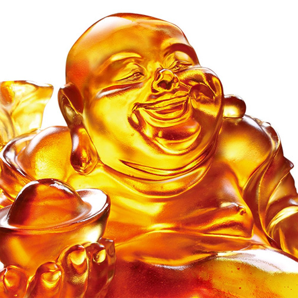 Crystal Buddha, Happy Belly Buddha, Joyous Grand Fulfillment - LIULI Crystal Art