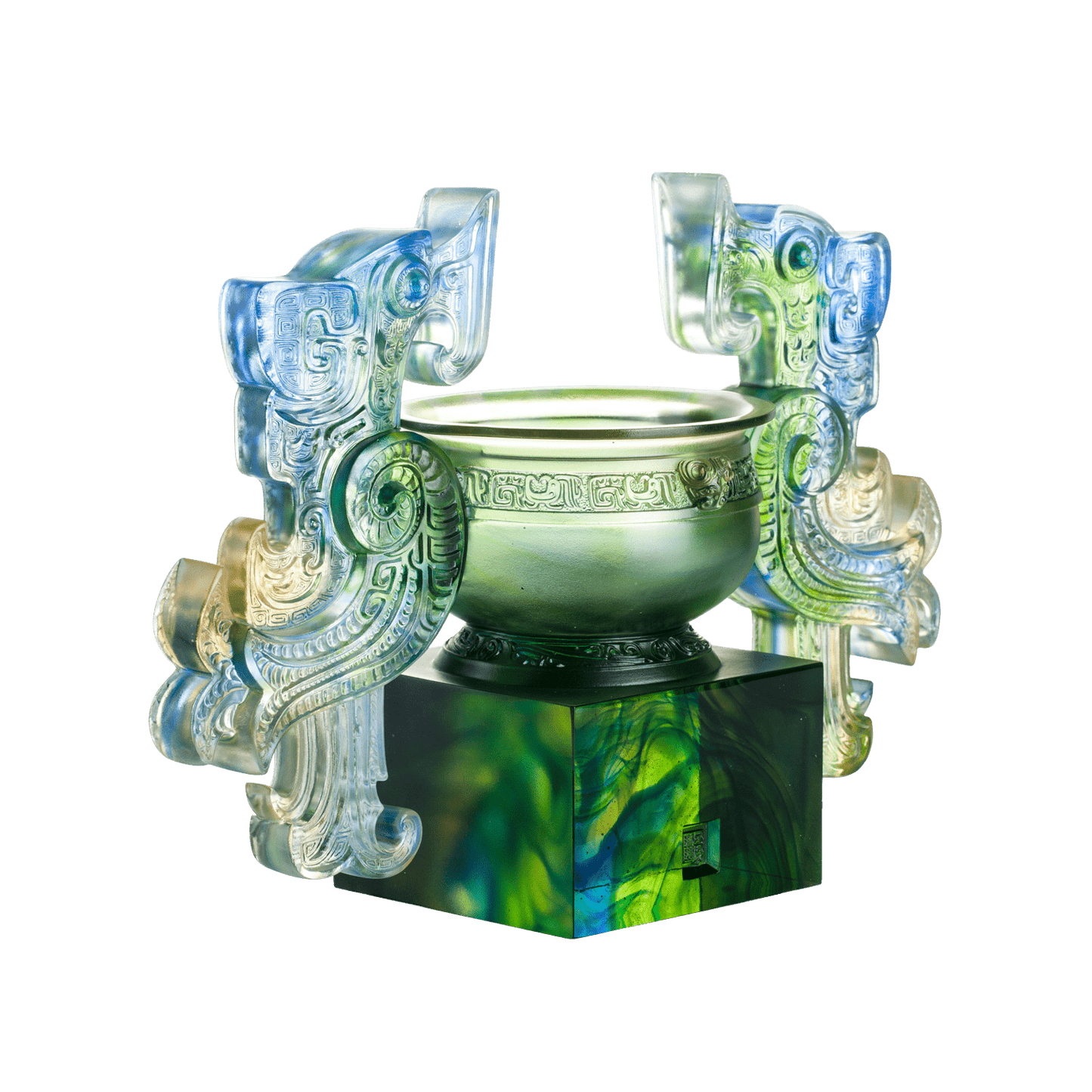 '-- DELETE -- Crystal Chinese Vessel, Phoenix Ding, Grace of the Phoenix Ding - LIULI Crystal Art