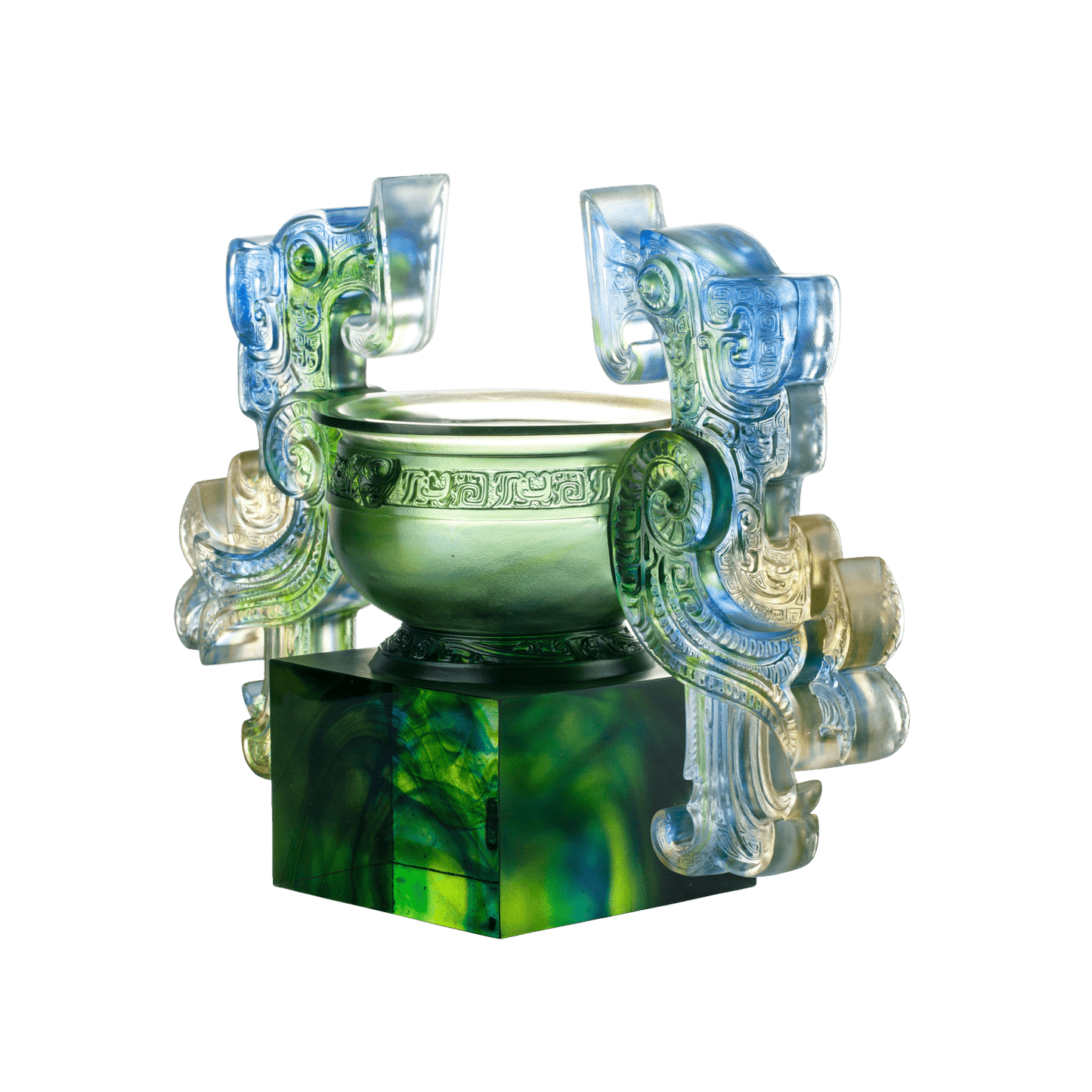'-- DELETE -- Crystal Chinese Vessel, Phoenix Ding, Grace of the Phoenix Ding - LIULI Crystal Art