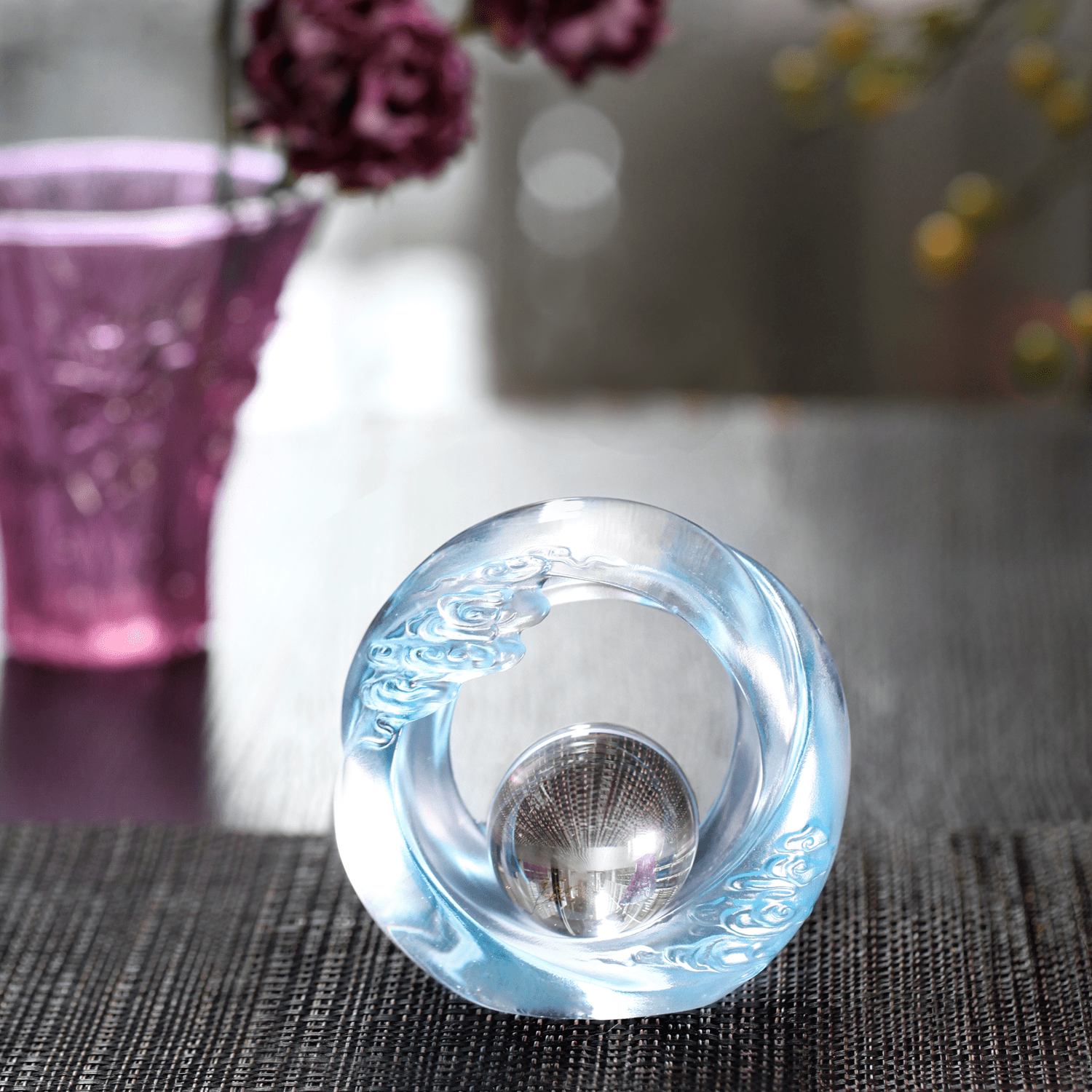 Crystal Desk Decor, Cloud, Feng Shui, As The Good World Turns-Generating Ruyi Through the Ether - LIULI Crystal Art