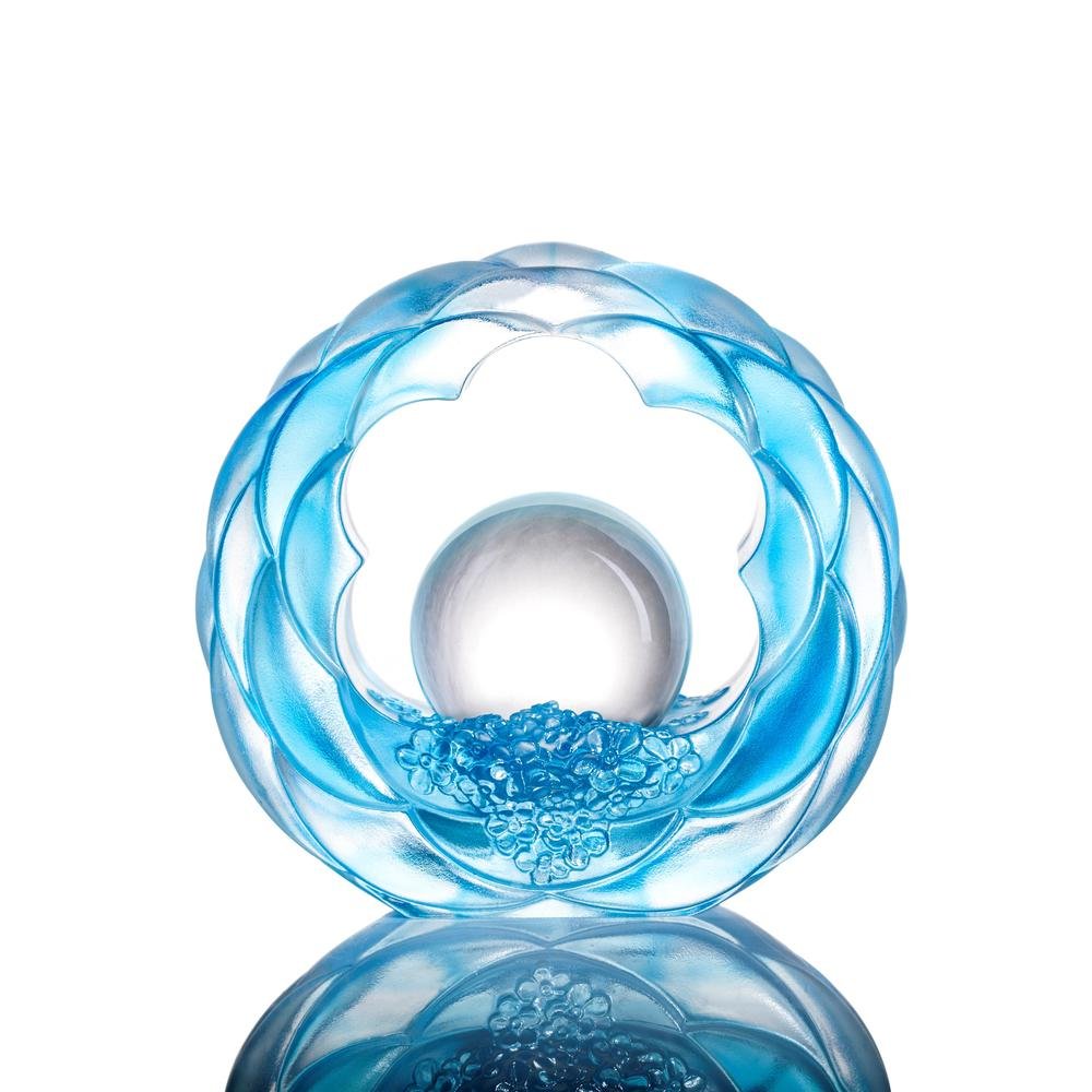Crystal Desk Decor, Floral, Feng Shui, As The Good World Turns - Floral Turning of Ruyi - LIULI Crystal Art