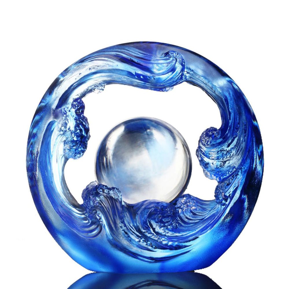 Crystal Feng Shui Art Symbolizing water and the constant flow of riches - LIULI Crystal Art