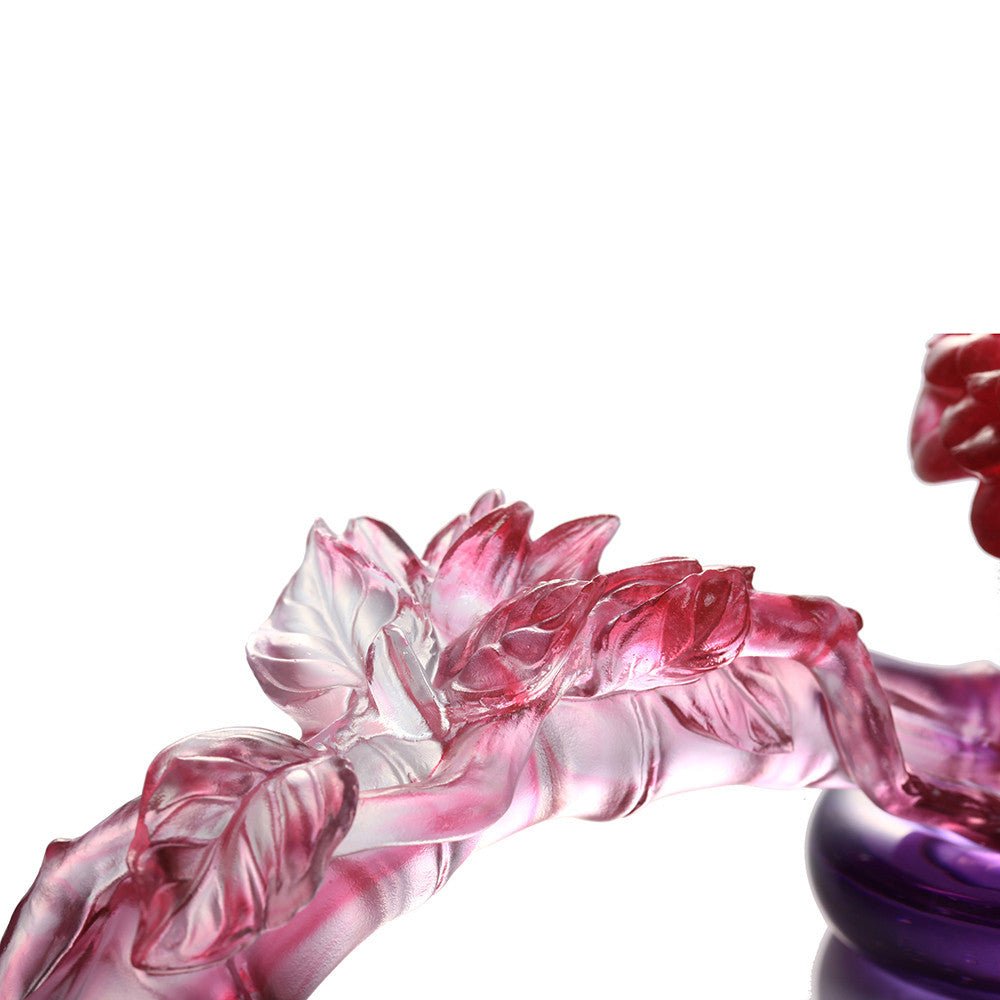 Crystal Feng Shui Ruyi, Camellia, Ruyi of Virtue - LIULI Crystal Art