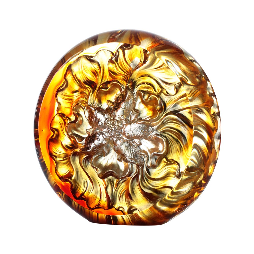 Crystal Fish, Goldfish, Grand Fulfillment - LIULI Crystal Art
