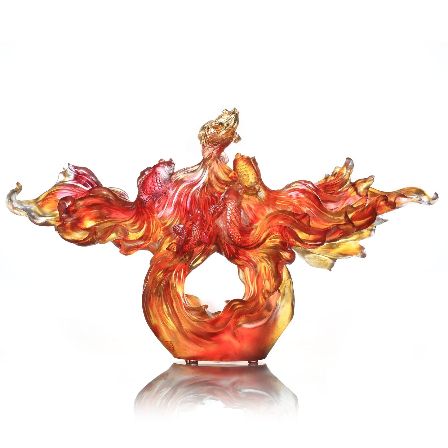Crystal Fish, Goldfish, Rising New Era, 24k Gold Leaf - LIULI Crystal Art