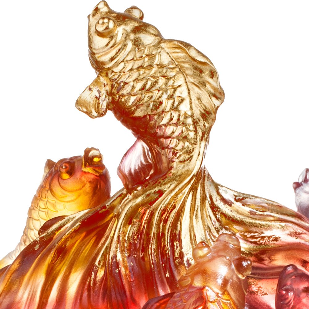 Crystal Fish, Goldfish, Rising New Era, 24k Gold Leaf - LIULI Crystal Art