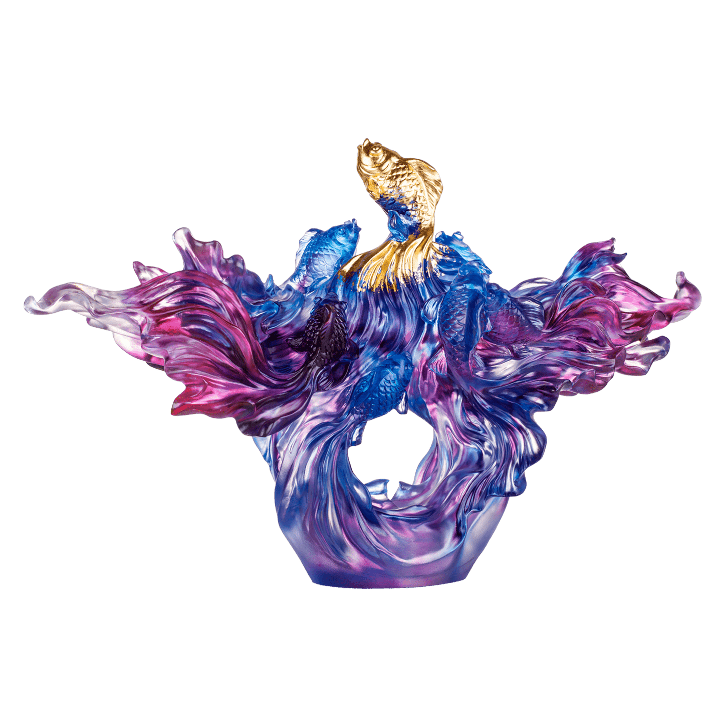 Crystal Fish, Goldfish, Rising New Era, 24k Gold Leaf - LIULI Crystal Art