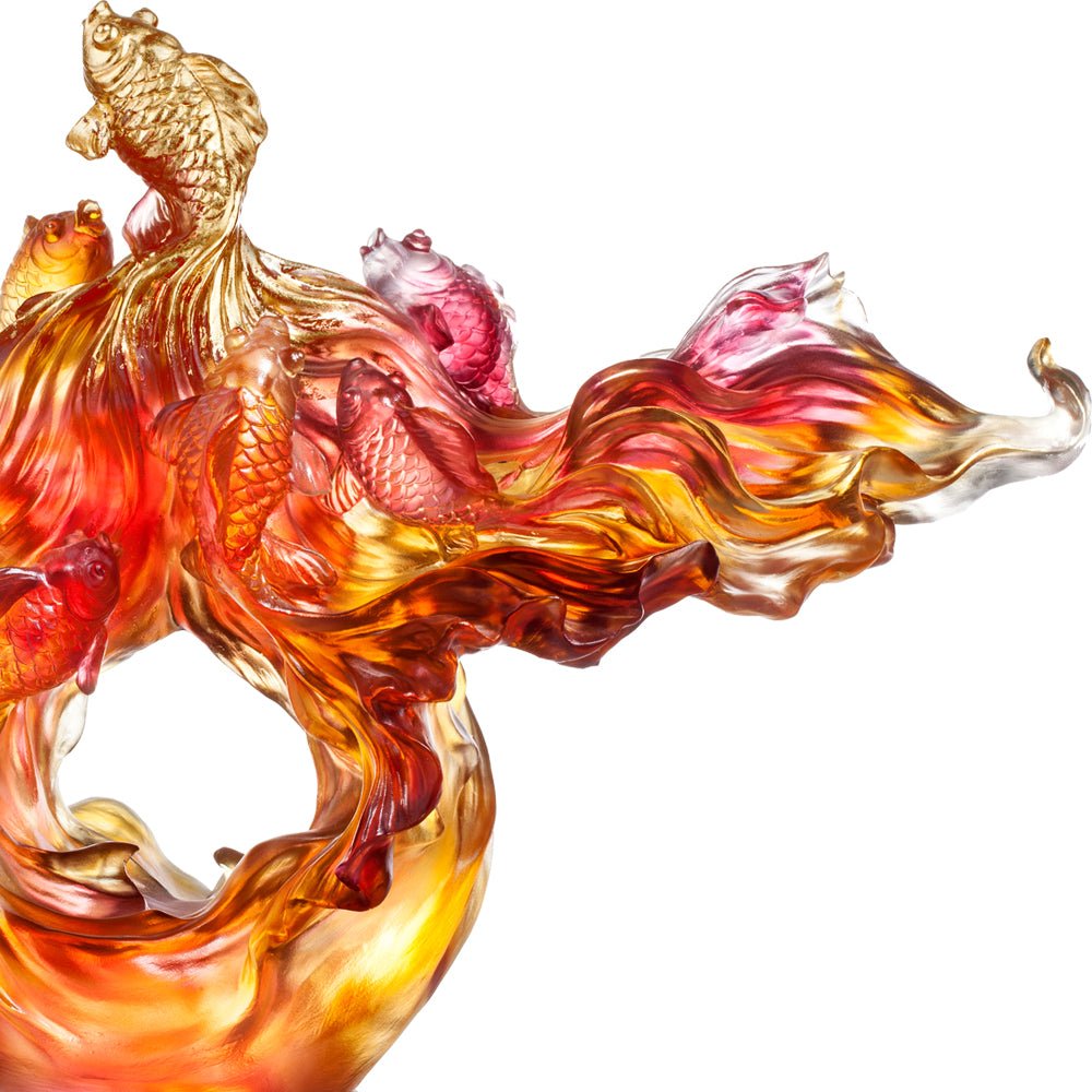 Crystal Fish, Goldfish, Rising New Era, 24k Gold Leaf - LIULI Crystal Art