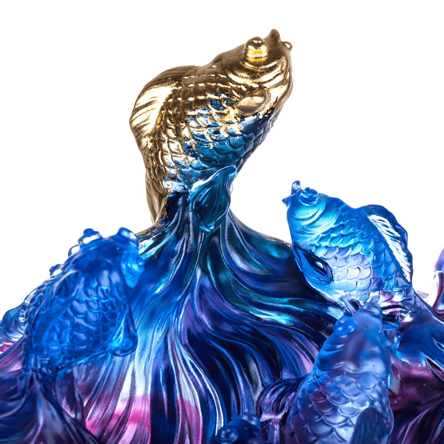 Crystal Fish, Goldfish, Rising New Era, 24k Gold Leaf - LIULI Crystal Art